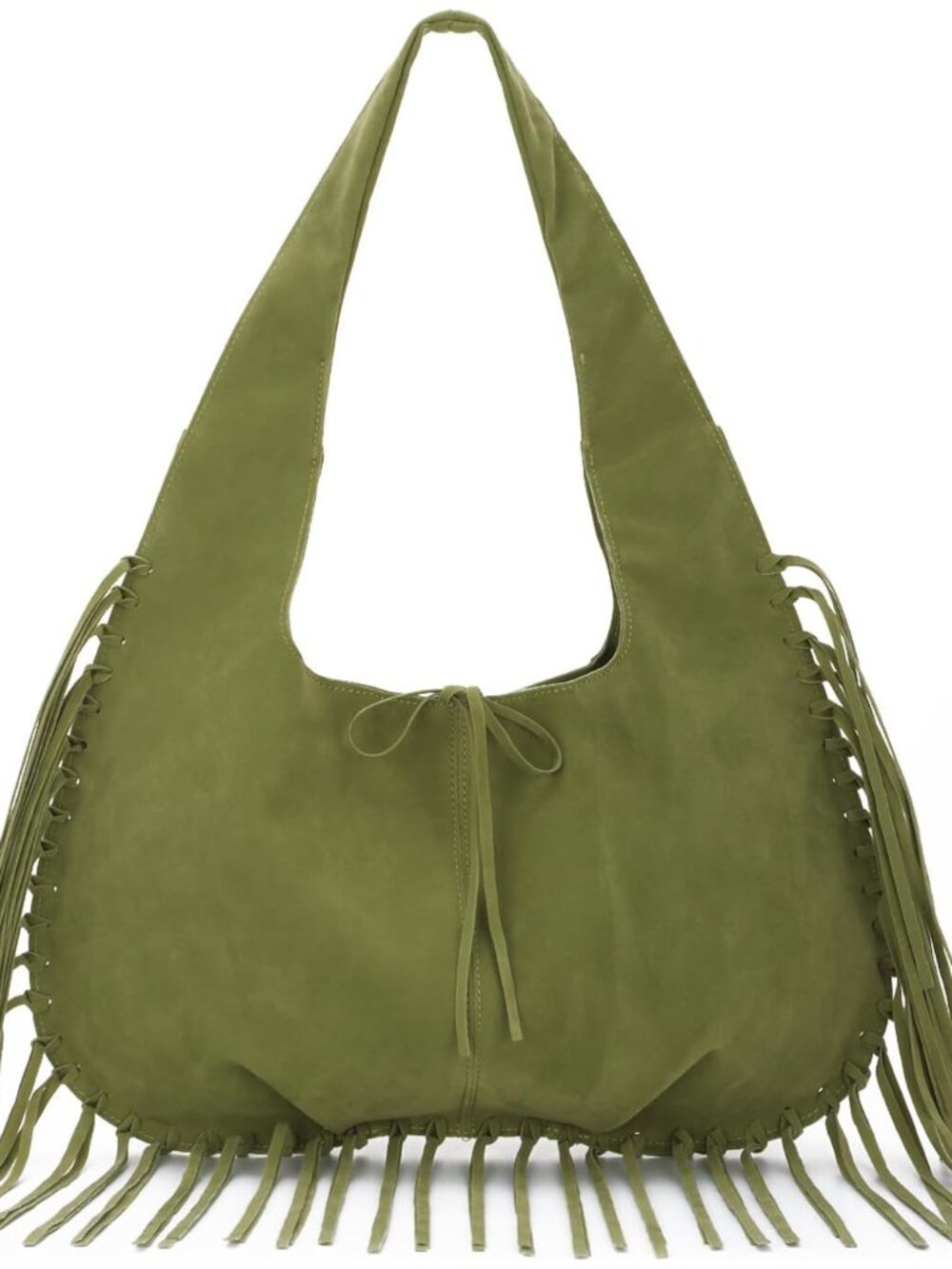 vintage Fringe Shoulder Bags for Women Western Hobo Handbags Vegan Faux Suede Le - Picture 7 of 7